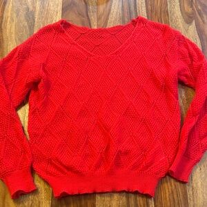 Red Diamond Knit Women's Sweater